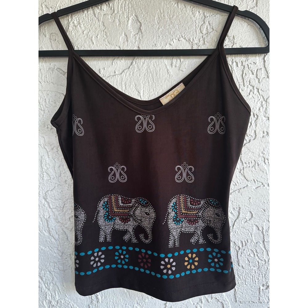 ING International Newport Group Elephant Cami Tank Top Vintage Y2K Small